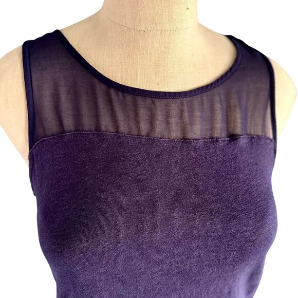 Womens Top Size Small Navy Blue Sheer Tank Office Siren Work Professional Church - Picture 2 of 7